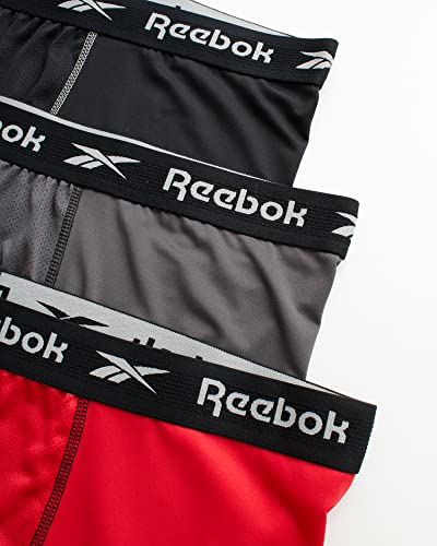 Reebok Men’s Underwear – Big And Tall Long Leg Performance Boxer Briefs (3 Pack)(2Xl – 4Xl), Size 3Xl, Red/Black/Grey #TOP1