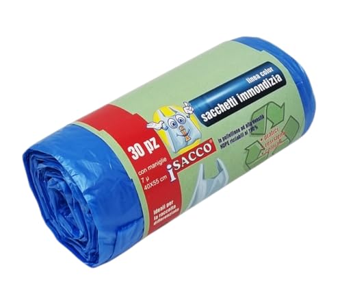 Bolsas basura Legafacile con asas para la recogida selectiva 40 x 55 cm Color Azul 30 unidades