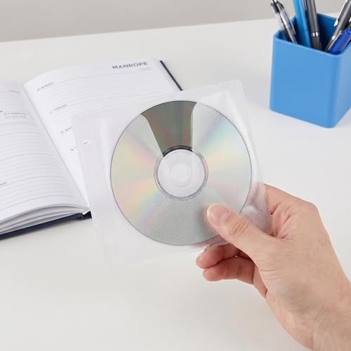 SECFOU 50 Szt. Sztuk Wkładów Do Segregatora Płyty CD Dvd Dwustronne Koszulki bez Okładki Luźne Wkłady Do Organizera Płyt Ochrona przed Zarysowaniami i Szybki Dostęp