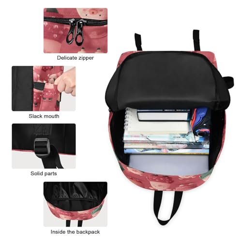 Cartoon Pigs Print Backpack Set with Lunch Bag, Large Capacity Travel Backpacks and Lunch Box Insulated for Commute Hiking Picnic3