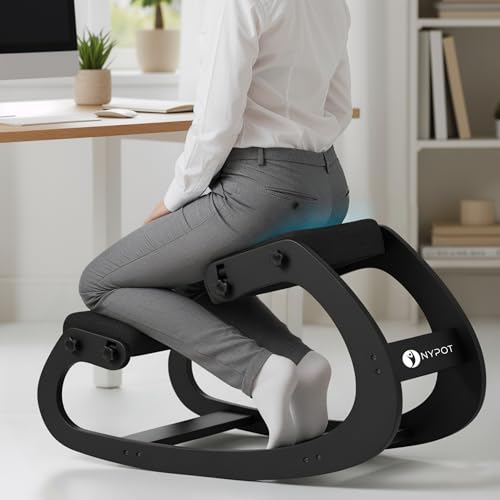 NYPOT Ergonomic Kneeling Chair with Adjustable Seats - Knee Chair for Posture Correction & Kneel Rocking Stool for Desk - Back Pain Relief for Home and Office, Supports 250 pounds - 5 Years Warranty