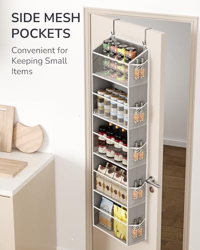 Image of ULG 1-Pack Over Door Organizer with 5 Large Pockets 10 Mesh Side Pockets, 44 lbs Weight Capacity Hanging Storage Organizer with Clear Window for Bedroom Bathroom Kitchen, RV, Camper, Clear Grey