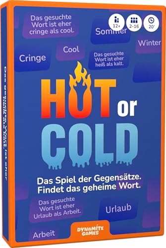 DYNAMITE GAMES Hot or Cold - Das Spiel der Gegensätze - Findet das geheime Code Wort - Seid Ihr auf Einer Wellenlänge? Kartenspiel für Erwachsene & Jugendliche - 216 Spieler Ab 12 Jahren