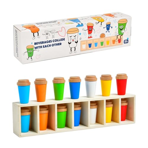 Bottle Color Match Game - 30x7x4.5cm Wooden | Bottle Challenge Game - Educational Activity Memory Learning Toy For Children Adults Indoor Outdoor Classroom Beach Backyard