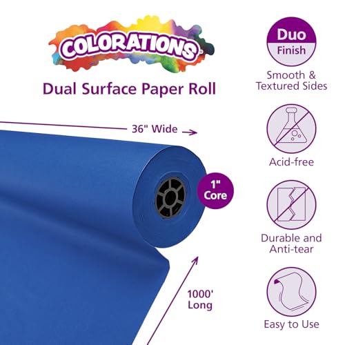 Colorations Arts and Crafts Paper Roll, Royal Blue, 36" x 1000', Textured Paper, Classroom Craft & Art Supplies, Bulletin Board, Gift Wrapping, Chalkboard Wallpaper by Colorations - Image 2