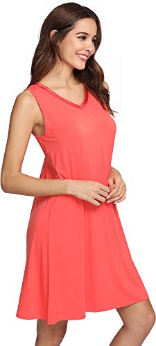 Image of GYS Cooling Bamboo Viscose Nightgowns for Women, Lightweight Sleeveless V Neck Sleep Shirt for Hot Sleepers, Soft Night dress