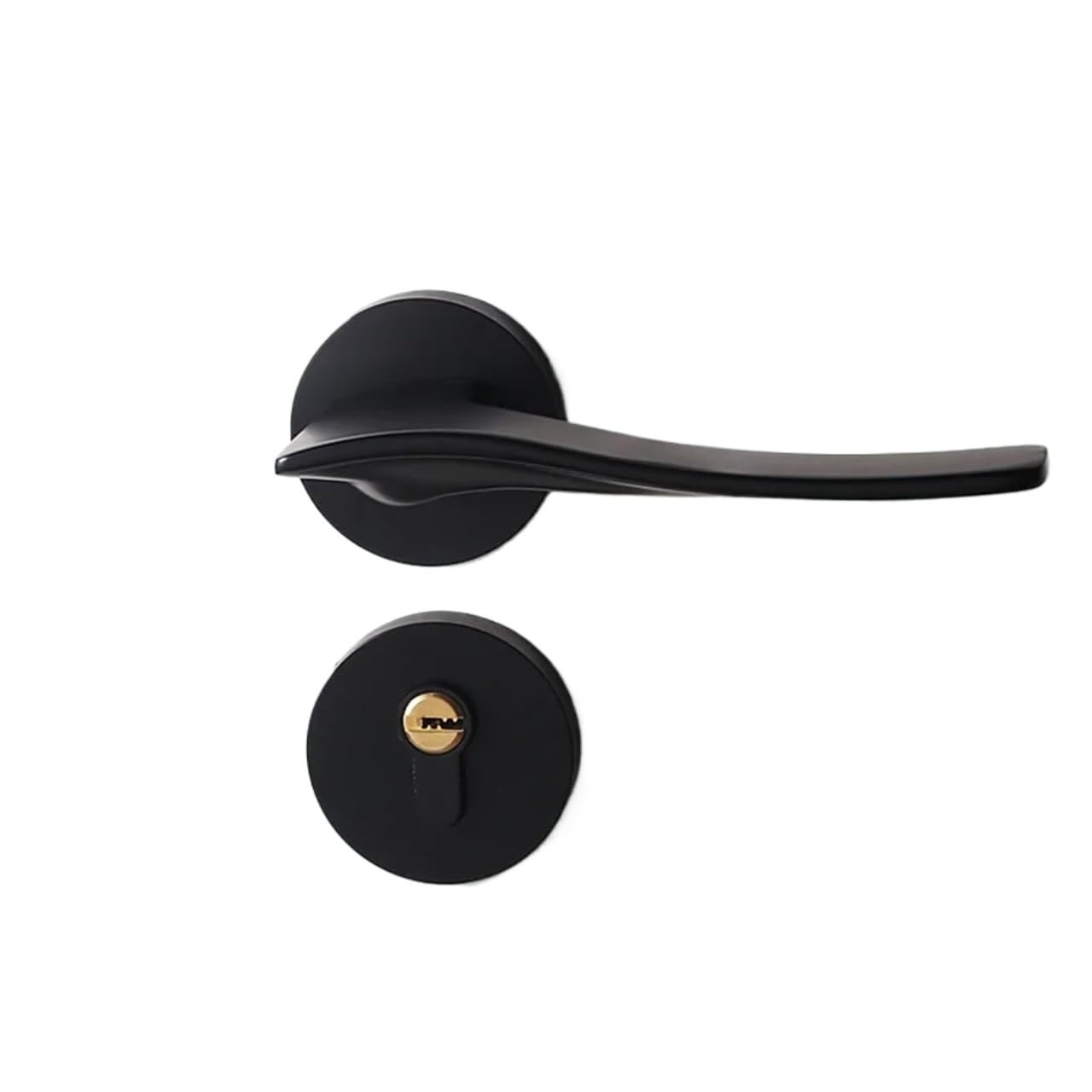 Black Door Handle Indoor Mechanical Lock 1Pcs(Mute Black-Door Lock)