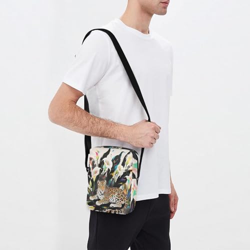 Boho Style Leopard White Calla Lily crossbody messenger bag Crossbody Bags For Women Small Purses Cross Body Bag Adjustable Strap for outdoor sports Shopping 7