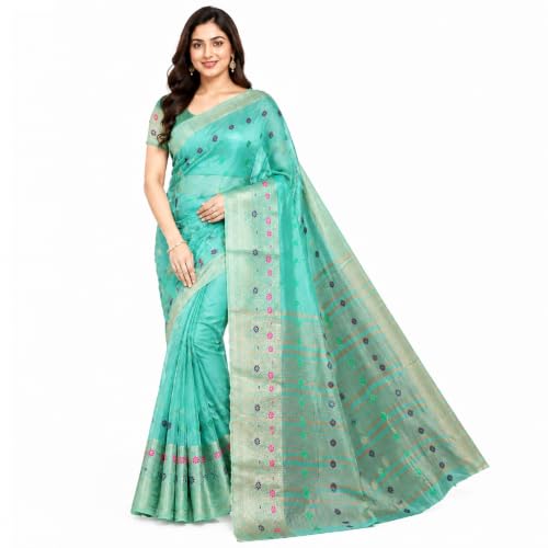 Image of Sarees for Women Wear Organaza Silk Banarasi Sari Kanjivaram Soft Pure Paithani Wedding Original Kanchipuram Pattu Sadi with Blouse Piece 2026 (Flowermeena)