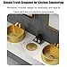 Stainless Steel Trash Grommet Countertop Built-in Trash Bin Balance Flap Cover Round Trash Cans Lids, Recessed Counter Top Cover(Brass)