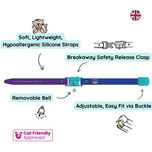 Image of Kittyrama Monte Carlo Cat Collar with Bell. Breakaway Collar. Won't Rub Fur. Lightweight, Soft & Comfy