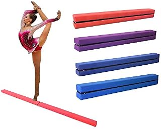 Dripex Folding Gymnastics Balance Beam 7FT Kids Training Beam Faux Suede for Home Gym Exercise
