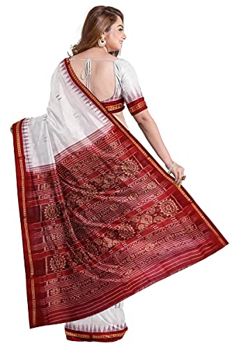 Image of Odisha Sambalpuri Handloom Ikat Women's Cotton Saree, Odisha Handloom Handmade Pure Cotton Khandua Saree, Ikkat Orissa Traditional Handloom Saree Without Blouse