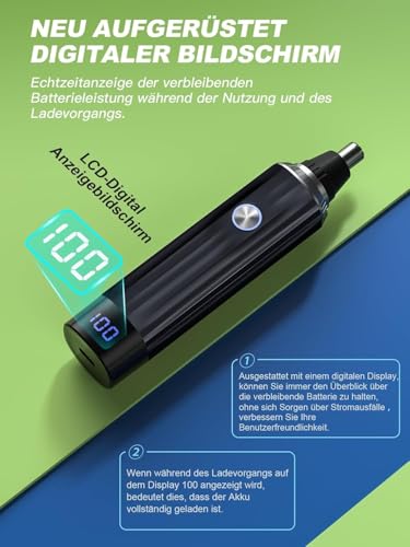 Nasenhaartrimmer 2 in 1 Nasentrimmer Ohrhaartrimmer mit LED-Anzeige, USB Wiederaufladbar Nasenhaarschneider für Herren und Frauen, Schmerzfreier Nasenhaarentferner mit IPX7 Level Wasserdichte 2
