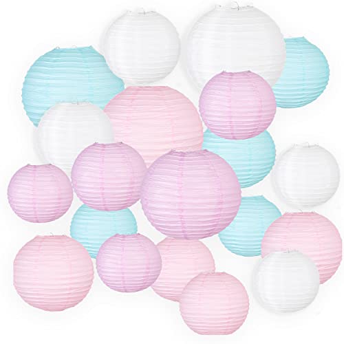 Himeland 20er Papier Laterne, Makrone Lampion, Hängende Papierlaternen Partydekor, für Garten Party Dekoration, Brautdusche, Babyparty, Geburtstag, Hochzeitszubehör, Abschlussfeier Cover