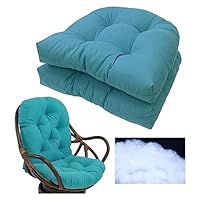 Set van 2 tuinstoelkussens, 48 ​​x 48 cm, binnen en buiten, afgeronde hoek tuinstoelkussens, for thuis, op kantoor, autostoel, tuinstoel Stoelkussens ( Color : Blanc, Size : 48x48cm