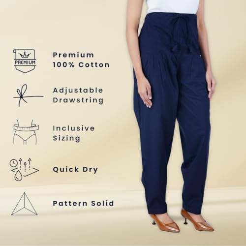 Image of Happy Bunny Salwar Pant - Modern Style Pure Cotton for Women - Ethnic Semi Patiala Trouser - Office,Home - All Day Comfort Wear with Drawstring