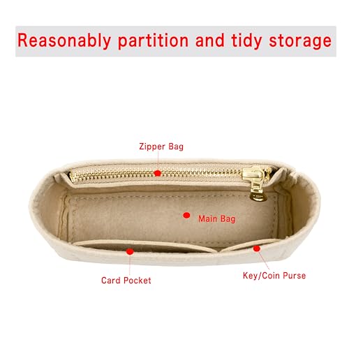Image of Purse Organizer Insert & Leather Strap Conversion Kit Set, Compatible with Longchamp Le Pliage Mini Bag - Felt Inner Liner & Adjustable Shoulder Strap, Brown
