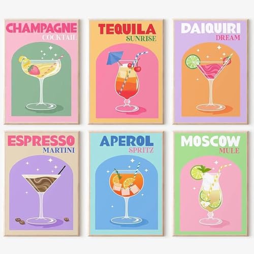 JATOK 6 Pack Paint by Numbers for Adults, Painting Kits for Beginners On Clear Colored Canvas, Easy DIY Acrylic Pigment Drawing Paintwork for Home Wall Decor, Cup 20x30CM/8x12in (no Frame