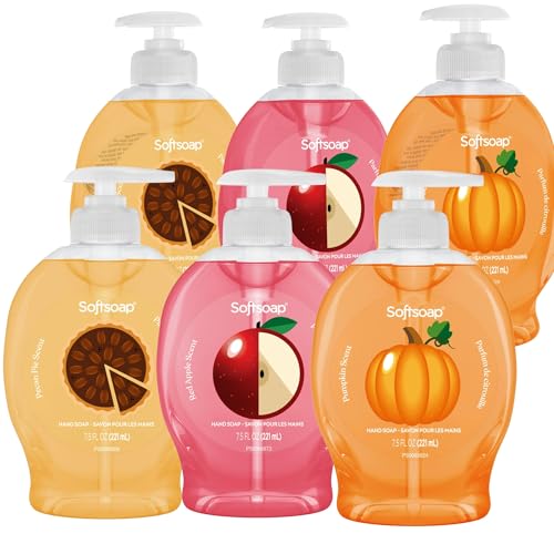 Limited Edition Fall Scented Hand Soap with Pump | Pumpkin Scent | Pecan Pie | Red Apple, Kitchen or Bathroom Liquid Hand Soap, 6-7.5 fl oz Bottles (Fall Scent 6-pack)