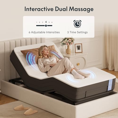 Image of FLEXISPOT Adjustable Bed Base with Massage & 10'' Gel Memory Foam Mattress