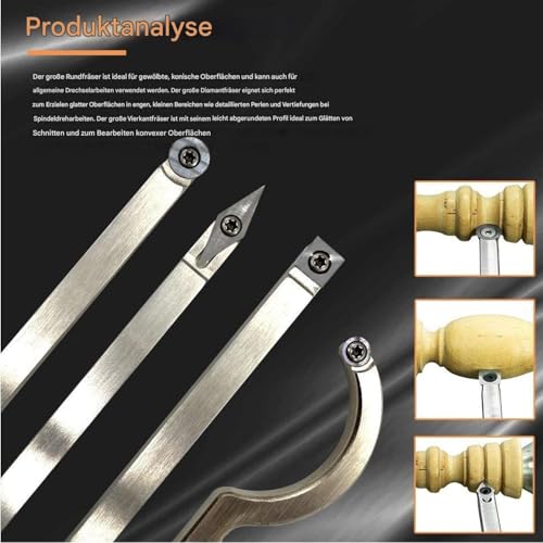 Qiwieod Wood Turning Tools, Manufacturing and Hollowing Tool, Multifunctional Set for Wood, Metal, Rooms, Engraving, Drilling, Threading, Milling - Image 4