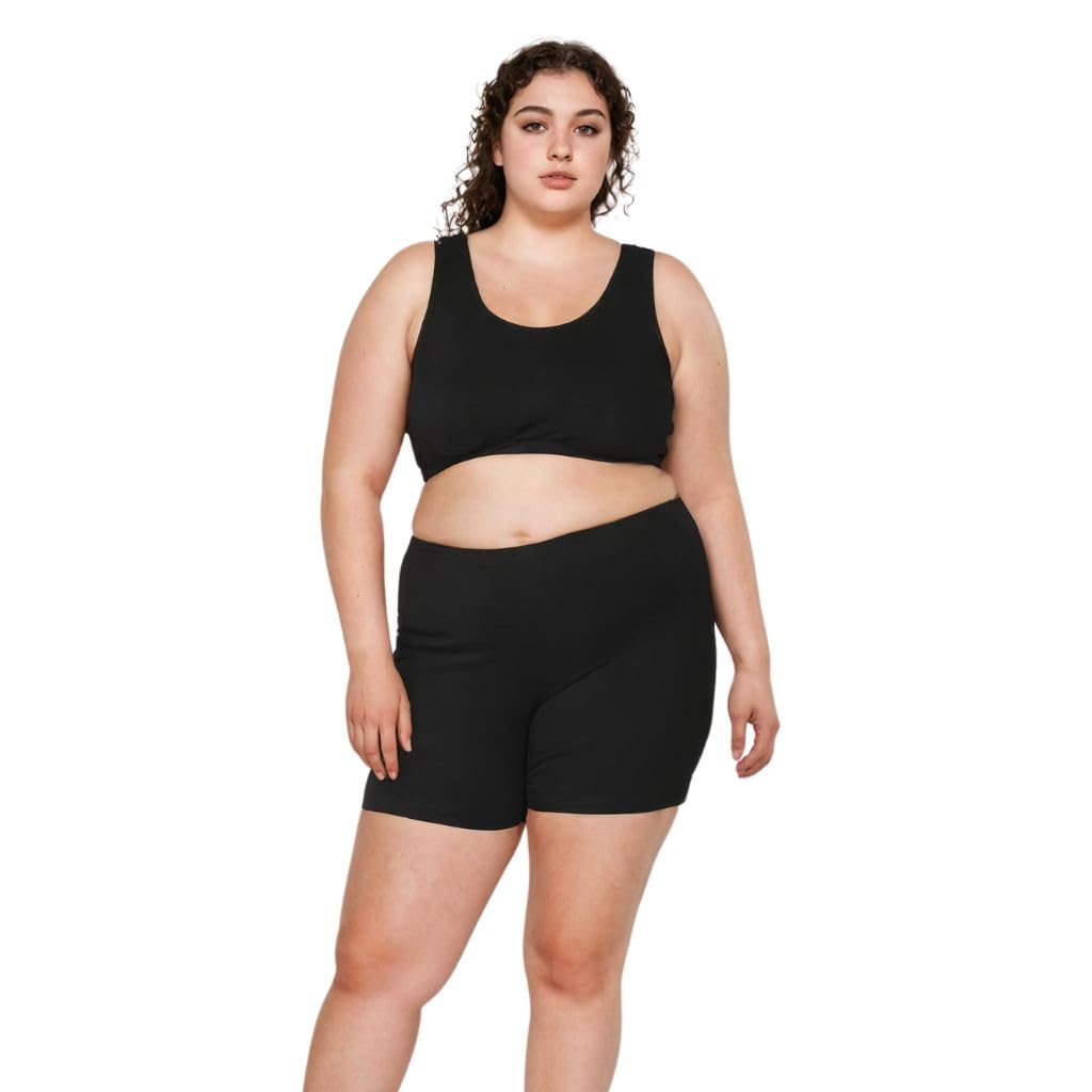Adira | Shorts for Women Plus Size | Women Tights Shorts | Rash Free | Soft & Stretchy Cotton | Under Dress | Full Hip Coverage | Plus Size | Pack of 1 | Black | 9XL-picture-45