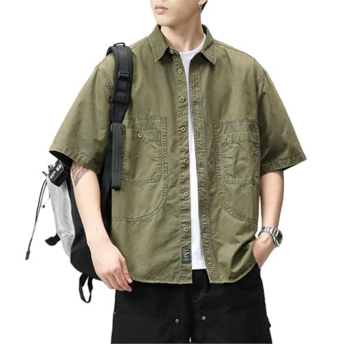 Chemise d'été manches courtes coton homme premium tissage haut de gamme