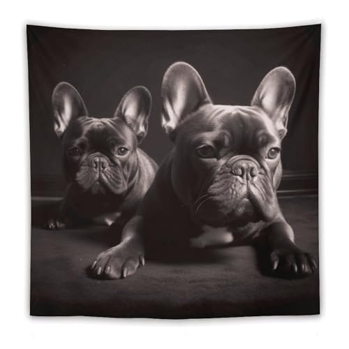 Tapisserie bouledogue français vintage et déco murale de salon