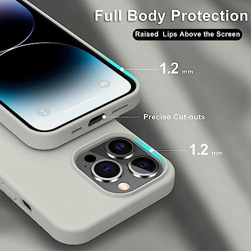 Image of DIZORO Silicone Back Case for iPhone 14 Pro, Soft-Touch Phone Microfiber Silicone Back Cover for iPhone 14 Pro - Stone