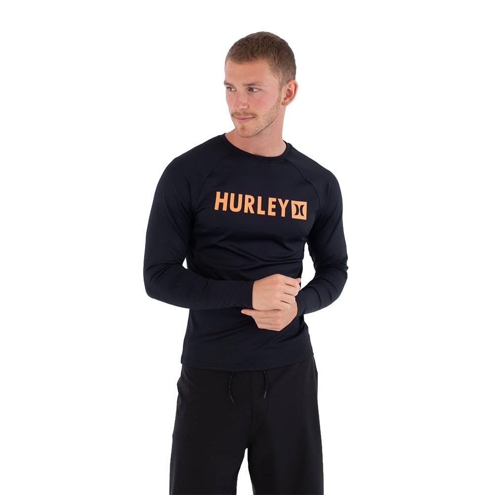 Hurley Mens Long-Sleeved Surf Lycra Box T-Shirt, Black, XL EU