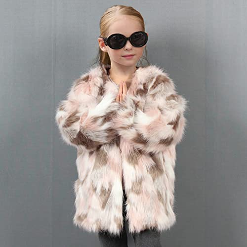 Faux Furry Tie Dye Coat for Kids Girls Open Front Long Sleeve Crewneck Jackets Toddler Girls Cute Warm Outwear3