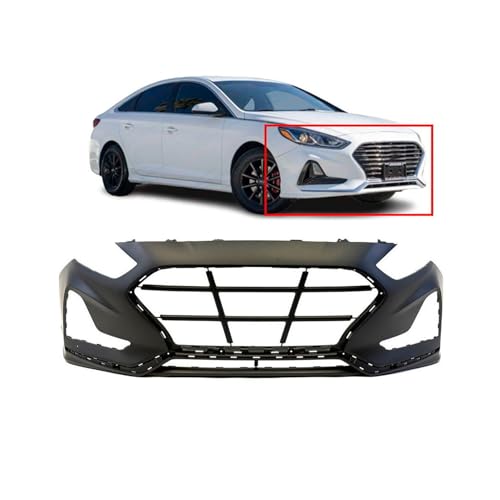 Image of FitParts Compatible with Hyundai Sonata 2018-2019 Front Bumper Cover | Primed, With Fog Light Holes, Hybrid, Ready to Paint, OEM 191275430217, HY1000219