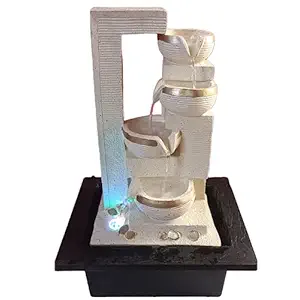 ALiLa Water Fall Fountain for Home Living Room Decor with Led Lights Table Top Indoor Outdoor Decoration Gift Gifting Item, 23 inches (OffWhite, 23 inches)
