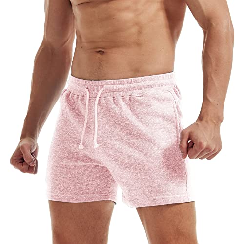 Aimpact Mens Sweat Shorts 5 Inch Jogger Athletic Workout Shorts With Pockets(Pink L(3Xl) #TOP1