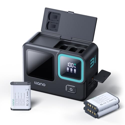 llano 3 Pack NP-BX1 Batteries and 3-in-1 Dual Fast Camera Portable Charger for Sony ZV-1, ZV-1 II, ZV-1f, RX100 VII, NP-BX1/M8, DSC-HX80, HX90V, HX95, HX99, 12400mAh Built-in Power Bank, 30W USB C