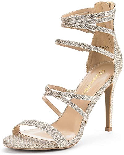 DREAM PAIRS Women's Show Gold Glitter High Heel Dress Pump Sandals - 8 M US