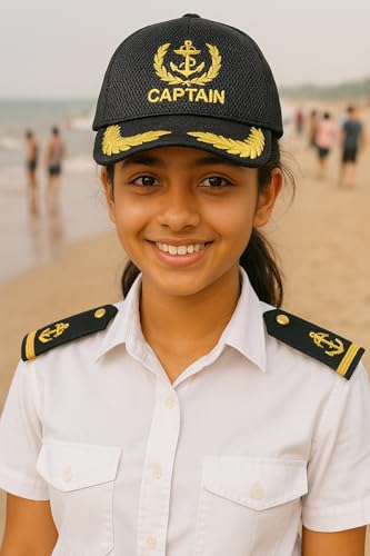 Image of Adjustable Caps | Uniform Accessory | Free Size Unisex Hat | Baseball Hats | Durable & Lightweight Comfortable Cap | Hat with Gold Embroidery Merchant Navy Cap