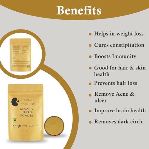 CARMEL ORGANICS Harad/Haritaki Powder(340 Grams) | Jaivik Bharat Certified | Terminalia Chebula | Kadukkai Podi/Karakkaya Pudiyamu | No Added Preservatives - Image 3