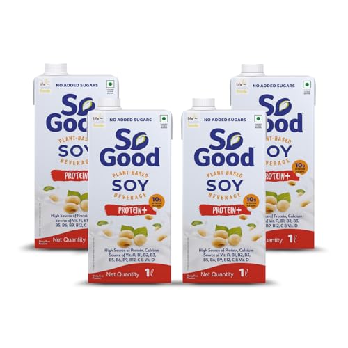So Good Soy Protein+ Unsweetened, 4 x 1000 ml