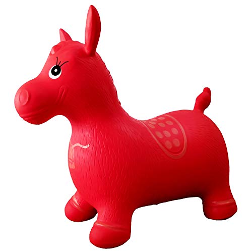 Red Horse Hopper, Pump Included (Inflatable Space Hopper, Jumping Horse, Ride-On Bouncy Animal) #TOP1
