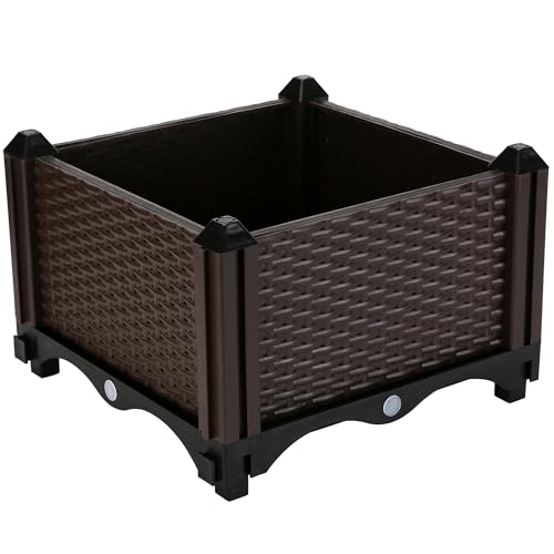 Sea Team Praktischer Balkon Pflanzkasten 30x30x20cm – Ideal für Kräuter, Frühlingszwiebeln & Erdbeeren, mit Drainage und leichtem PP-Material (für Balkon/Fensterbank)
