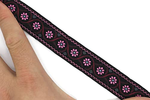 11 Yard Spool 0.86 Inch Wide Pink Floral Jacquard Ribbon Sewing Trim Upholstery Fabric 22938 #TOP4