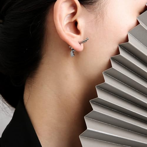 HZMAN Stainless Steel Personality Hip Hop Street Style Gun Stud Earrings for Men Women2