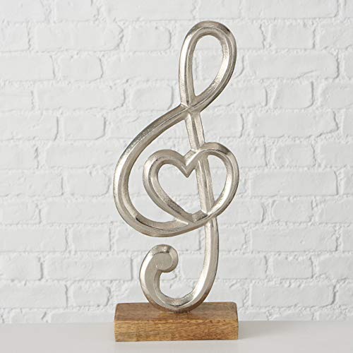 Whw Whole House Worlds Virtuoso Music Sculpture, Hand Cast Silver Metal, Gallery Base, Mango Wood, Aluminum, 6 L X 2 .5 W X 15 H Inches (15.0 L X 6.0 W X 38.0 H Cm) #TOP7