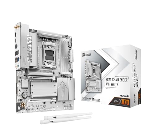Image of ASRock X870 Challenger WiFi White ATX Motherboard, AMD AM5 Ryzen 9000 /8000 /7000, DDR5 8000+ (OC), PCIe 5.0, Dual USB4, Wi-Fi 7, 2.5G LAN, 16+2+1 Dr.MOS