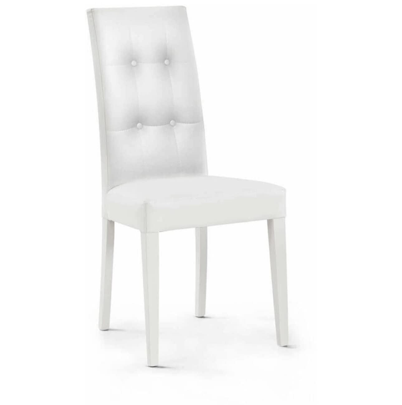 Chaise en bois moderne rembourrée simili cuir au dossier capitonné haut de gamme
