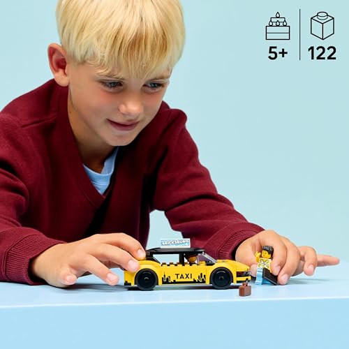 Image of LEGO City Yellow Taxi - Model Car Kit with 2 Minifigures - Iconic Taxi Car Toy - 60487