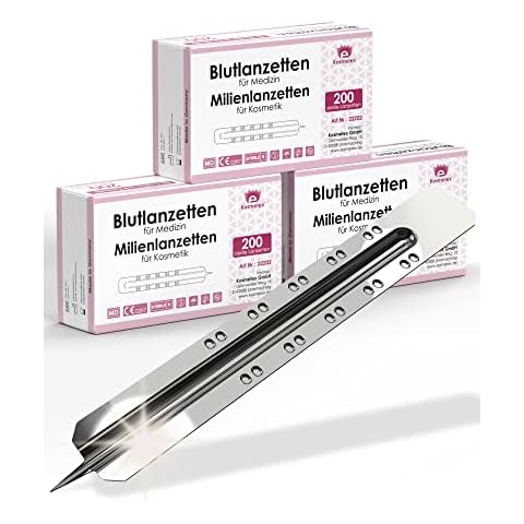 600x Blutlanzette, sterile Einweglanzette, Kosmetex Stainless Steel Lanzetten Cover