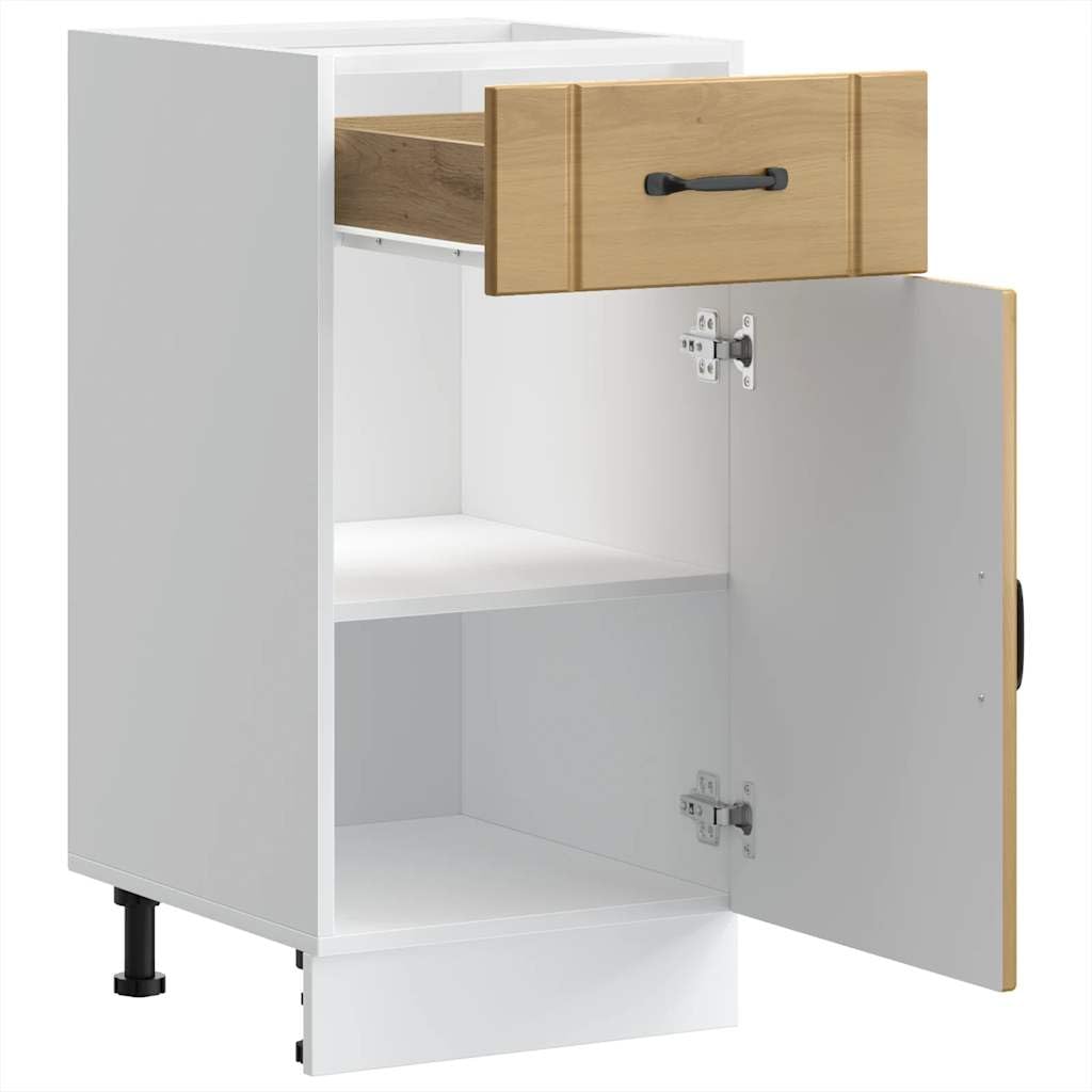 vidaXL Mueble Bajo De Cocina Lucca Roble Sonoma, Mueble Bajo De Fregadero Con Cajón